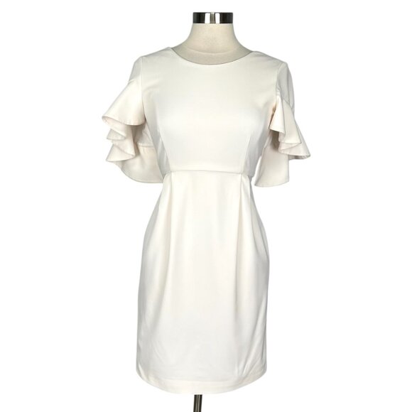 Camilyn Beth Womens White Short Ruffled Sleeve Dress Special Occasion size 4 - Picture 1 of 10